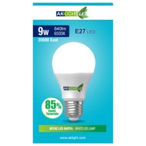 Ak Light 9W Beyaz Işık E-27 LED Ampul 840 Lm