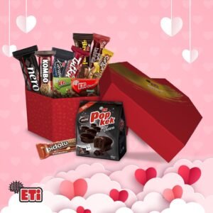 Eti Çikolata Kalp Hediye Kutusu Antep Fıstıklı 11 Adet Lezzetli Ürün İçeren Özel Paket