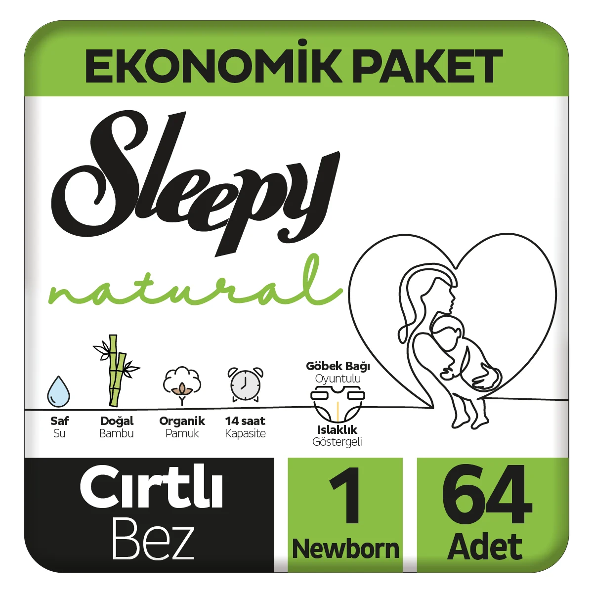 Sleepy Natural 1 Numara Yenidoğan 64'lü Bebek Bezi