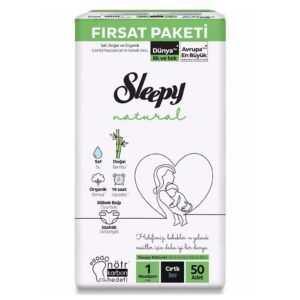 Sleepy Natural Bebek Bezi 1 Numara 50 Adet Cırtlı Bez Yenidoğan