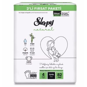 Sleepy Natural Bebek Bezi 4 Numara 82 Adet Cırtlı Bez