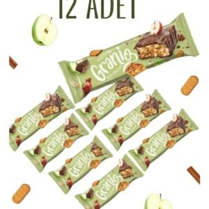 Granio Granıo Sütlü Çikolata Kaplamalı Elmalı Tarçınlı Meyveli Bar 40 gr x 12 Adet