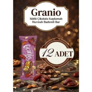 Granio Bademli Hurmalı Sütlü Çikolata Kaplı Bar 40 gr x 12 Adet
