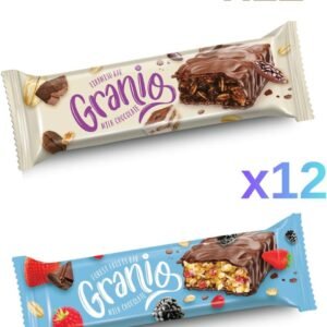 Granio Ikili Gurme (Tiramisu Aromalı ve Kırmızı Meyveli) Tahıl Bar 40 gr x 24 Adet